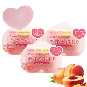 ペリカン石鹸 Exfoliating Body Bar for Dead Skin for Women & Men, Scrub Soap Bar with Peach Seed Powder, Fermented Rose Honey & Fruit Acids for Butt & Body, from Japan, Peach Scent, 3EA 2.82 Oz