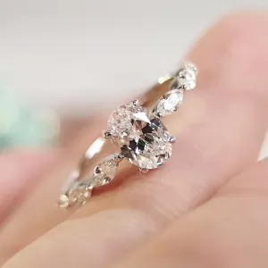1 Carat Moissanite Ring Promise Rings Classic Egg-Shaped Horse Eye Ring Round Cut Solitaire Ring for Women, Engagement, Promise, Wedding 9