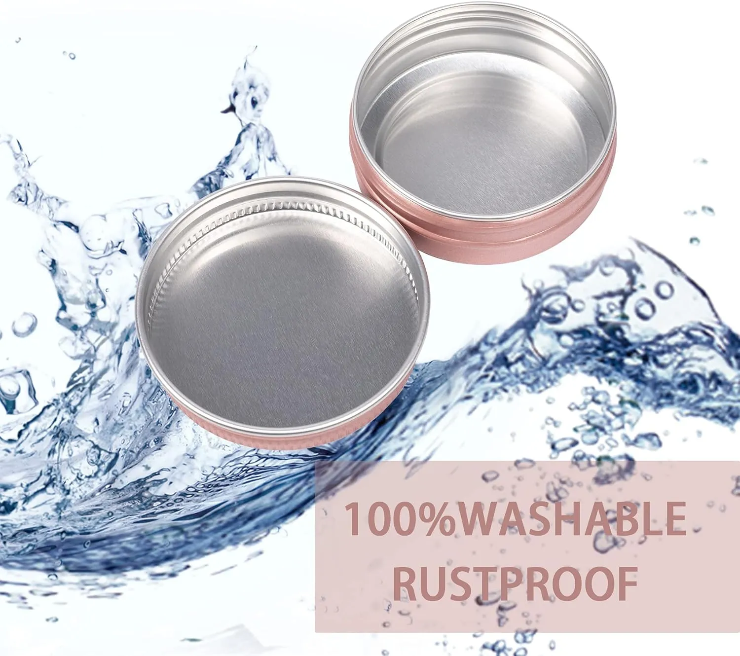 1 oz / 30ml Screw Top Aluminum Tin Jar with Screw Lid and Blank Labels (Rose Gold - Pack of 32)