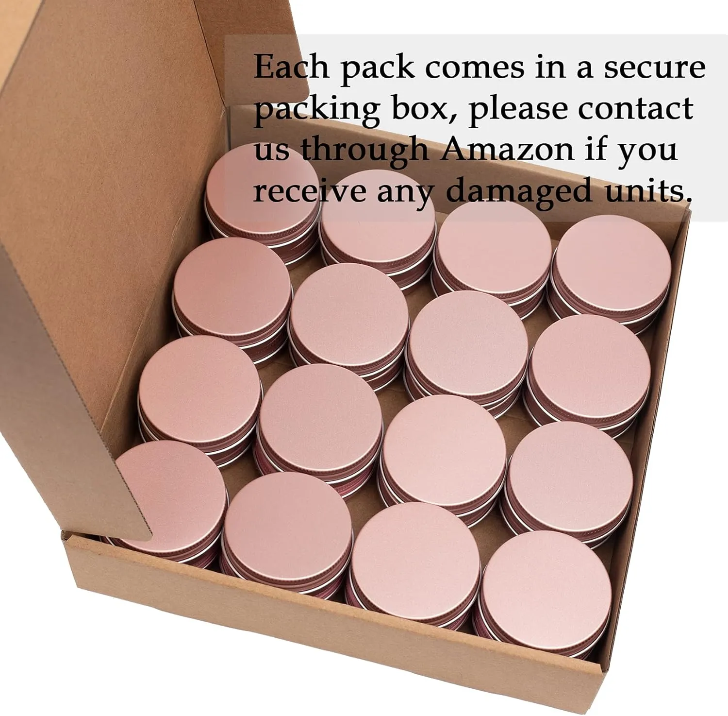 1 oz / 30ml Screw Top Aluminum Tin Jar with Screw Lid and Blank Labels (Rose Gold - Pack of 32)