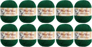 100% Cashmere Wool Yarn (Pack of 10) by Yonkey Monkey 500gr Imported Knitting Crochet (Big Green 23)
