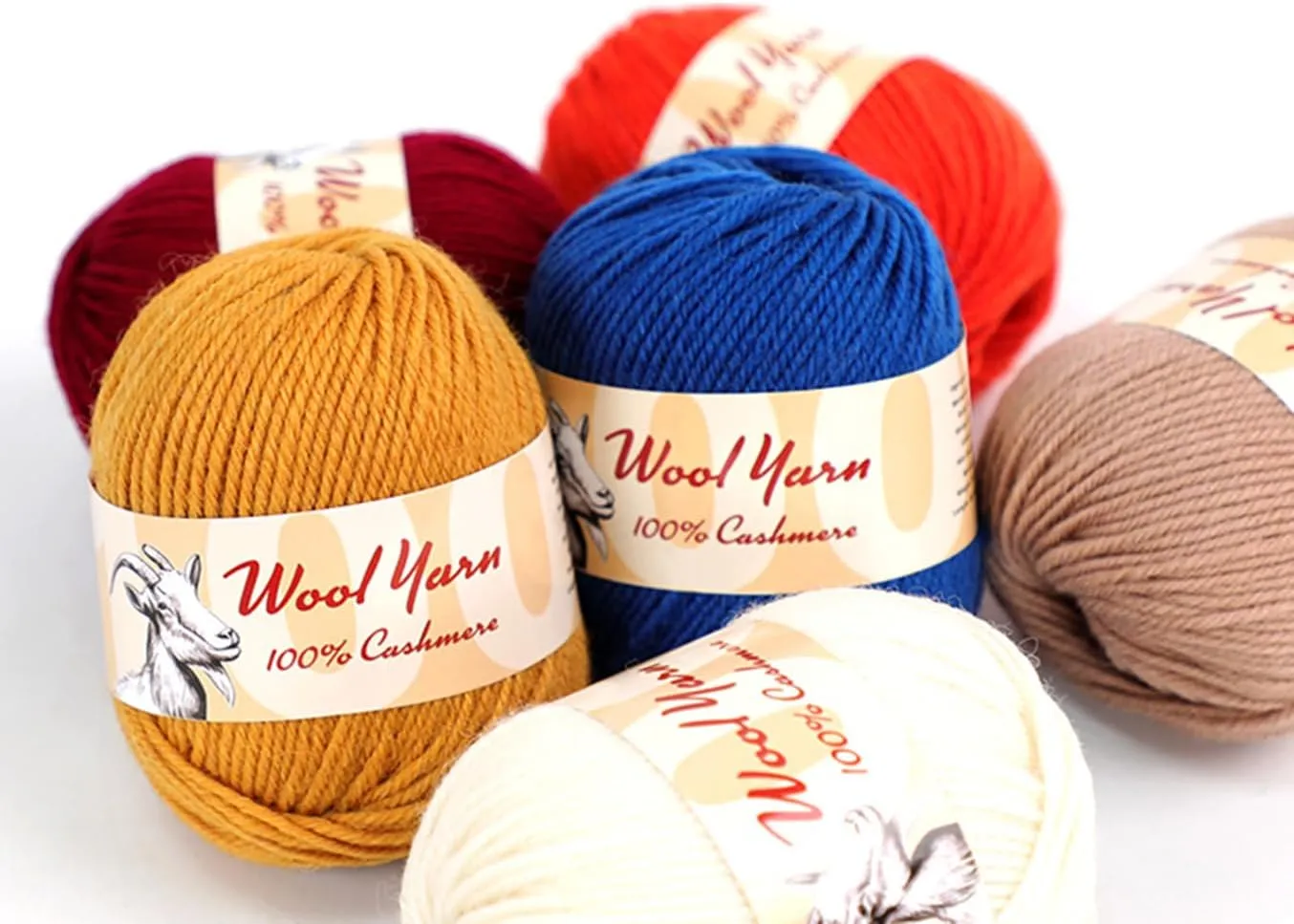 100% Cashmere Wool Yarn (Pack of 10) by Yonkey Monkey 500gr Imported Knitting Crochet (Chicken Yellow 08)