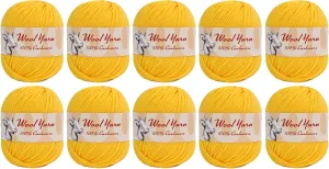 100% Cashmere Wool Yarn (Pack of 10) by Yonkey Monkey 500gr Imported Knitting Crochet (Chicken Yellow 08)