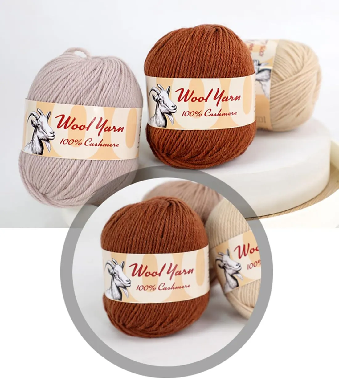 100% Cashmere Wool Yarn (Pack of 10) by Yonkey Monkey 500gr Imported Knitting Crochet (Coffee 26)