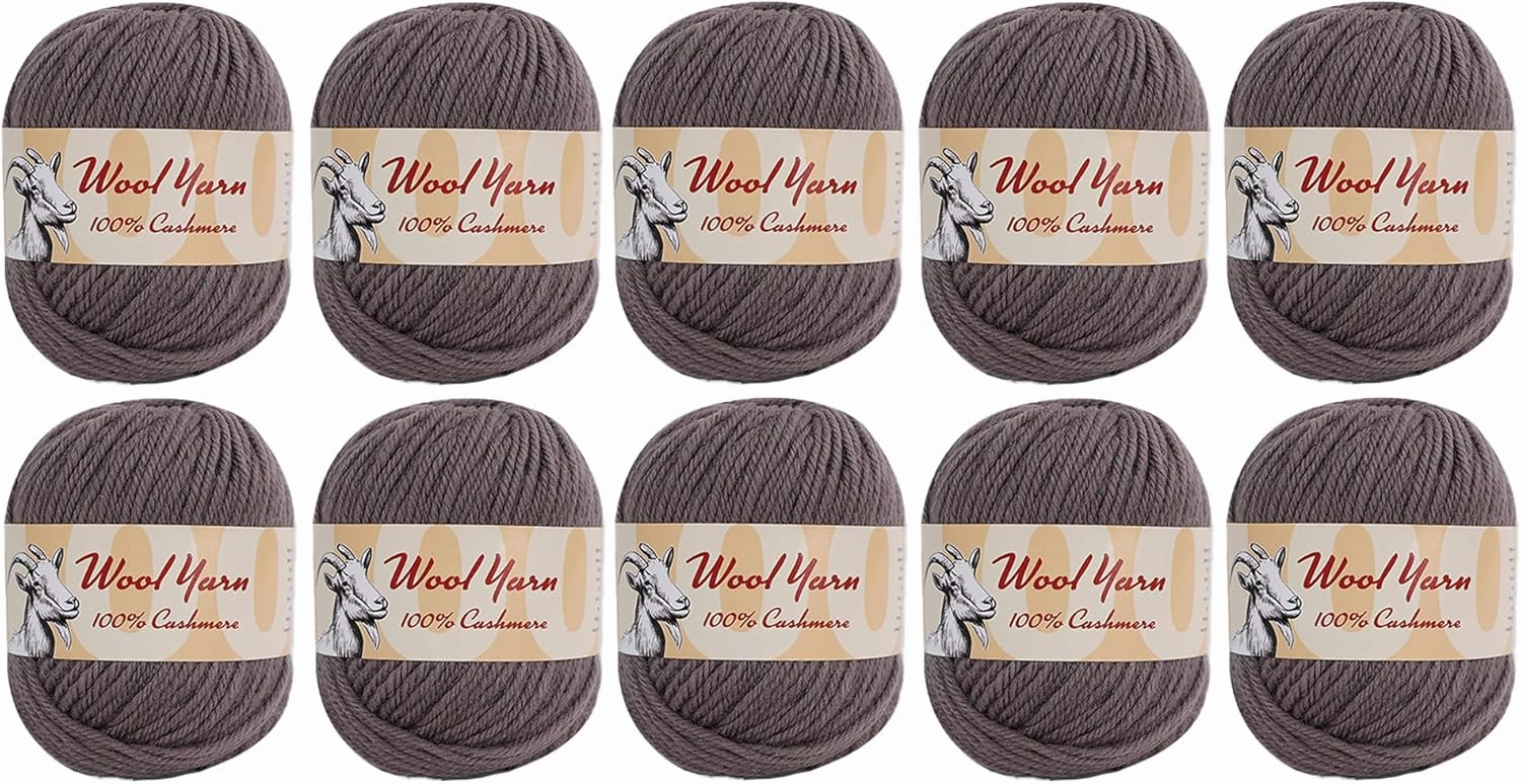 100% Cashmere Wool Yarn (Pack of 10) by Yonkey Monkey 500gr Imported Knitting Crochet (Dark Grey 18)