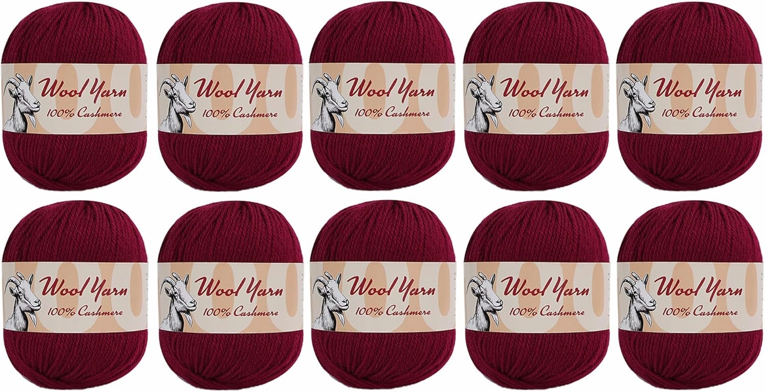 100% Cashmere Wool Yarn (Pack of 10) by Yonkey Monkey 500gr Imported Knitting Crochet (Persian 05)
