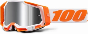 100% Racecraft 2 Mountain Bike & Motocross Goggles - MX and MTB Racing Protective Eyewear (Orange - Mirror Silver Flash)