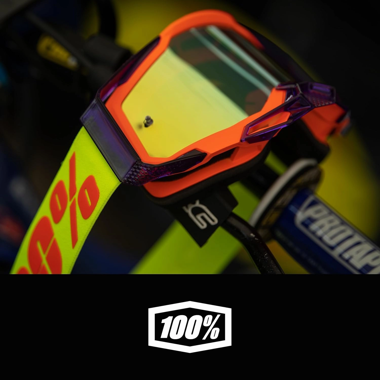 100% Racecraft 2 Mountain Bike & Motocross Goggles - MX and MTB Racing Protective Eyewear (Orange - Mirror Silver Flash)