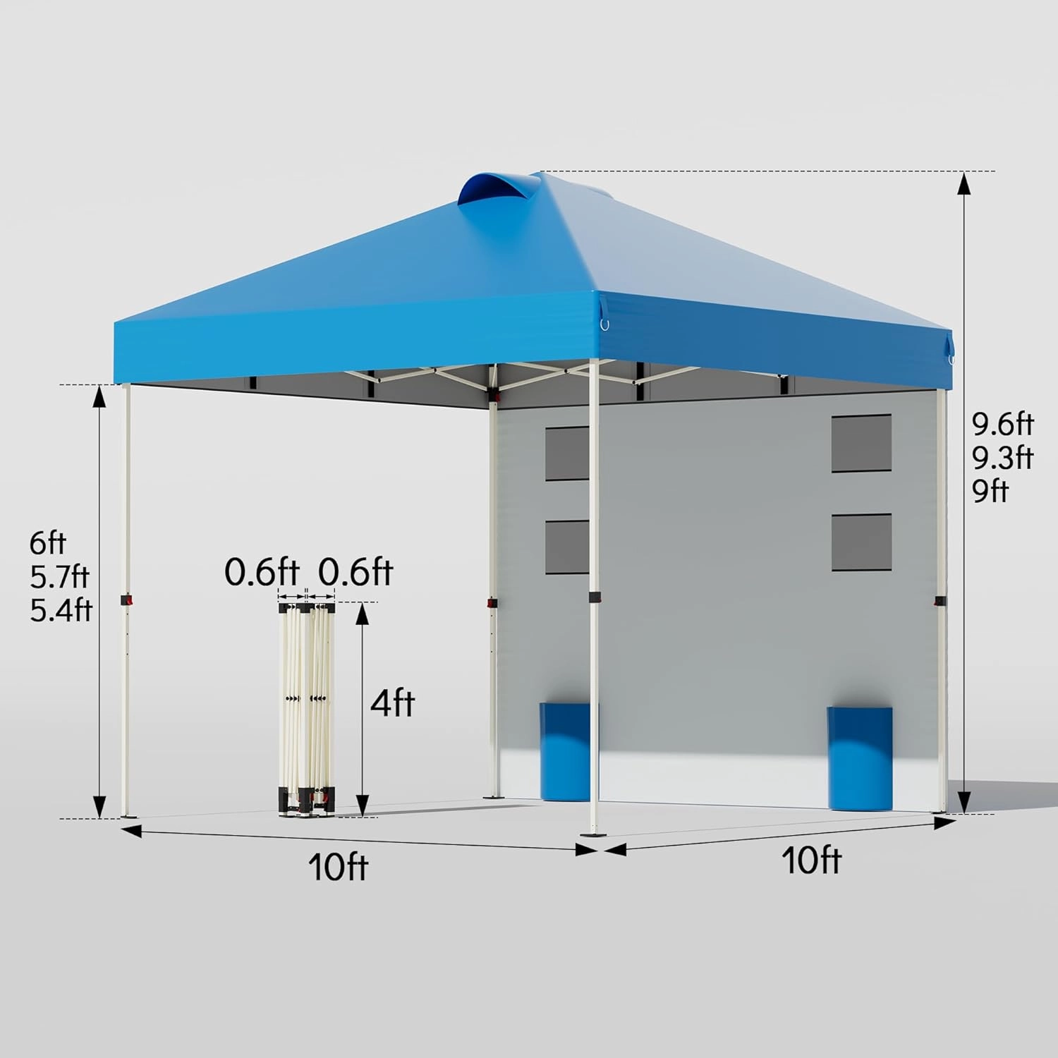 10'x10' Pop Up Canopy Tent Outdoor Sun Shade Garden Instant Canopy with Pockets Sidewall,4 Ropes, 8 Stakes,4 Weight Bags Esay Up Sun Shelter Patio Camping Beach Canopy Tents, Navy Blue