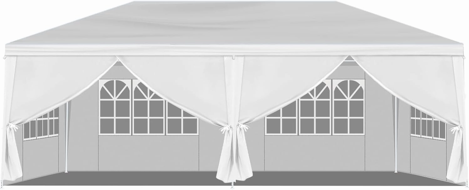 10x20FT Outdoor Party Tent with 6 Removable Sidewalls, Wedding Canopy Tent, Water Resistant and UV Resistant Large Gazebo for Weddings, Events, Markets, Backyard