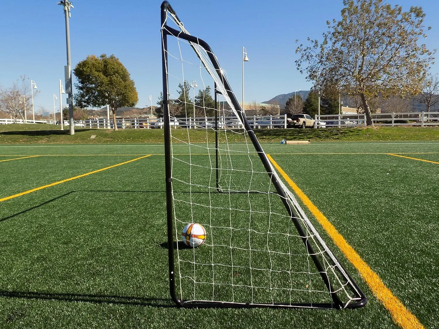 12 x 6 Ft. Powder Coated Galvanized Steel Soccer Goal w/Net. 12x6 Foot AYSO Regulation Size Portable Training Aid. Ultimate Backyard Goal, All Weather, One Year Warranty. New