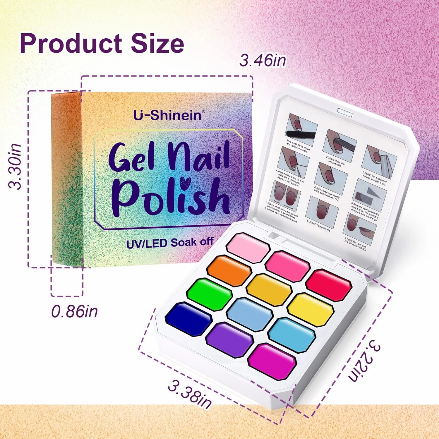 12 Colors Ombre Gel Nail Polish with 100Pcs Nail Sponges & Tweezers for DIY Ombre Nails Aura Nails, French Manicure, Long-lasting Palette Mojito Sunrise Canvas