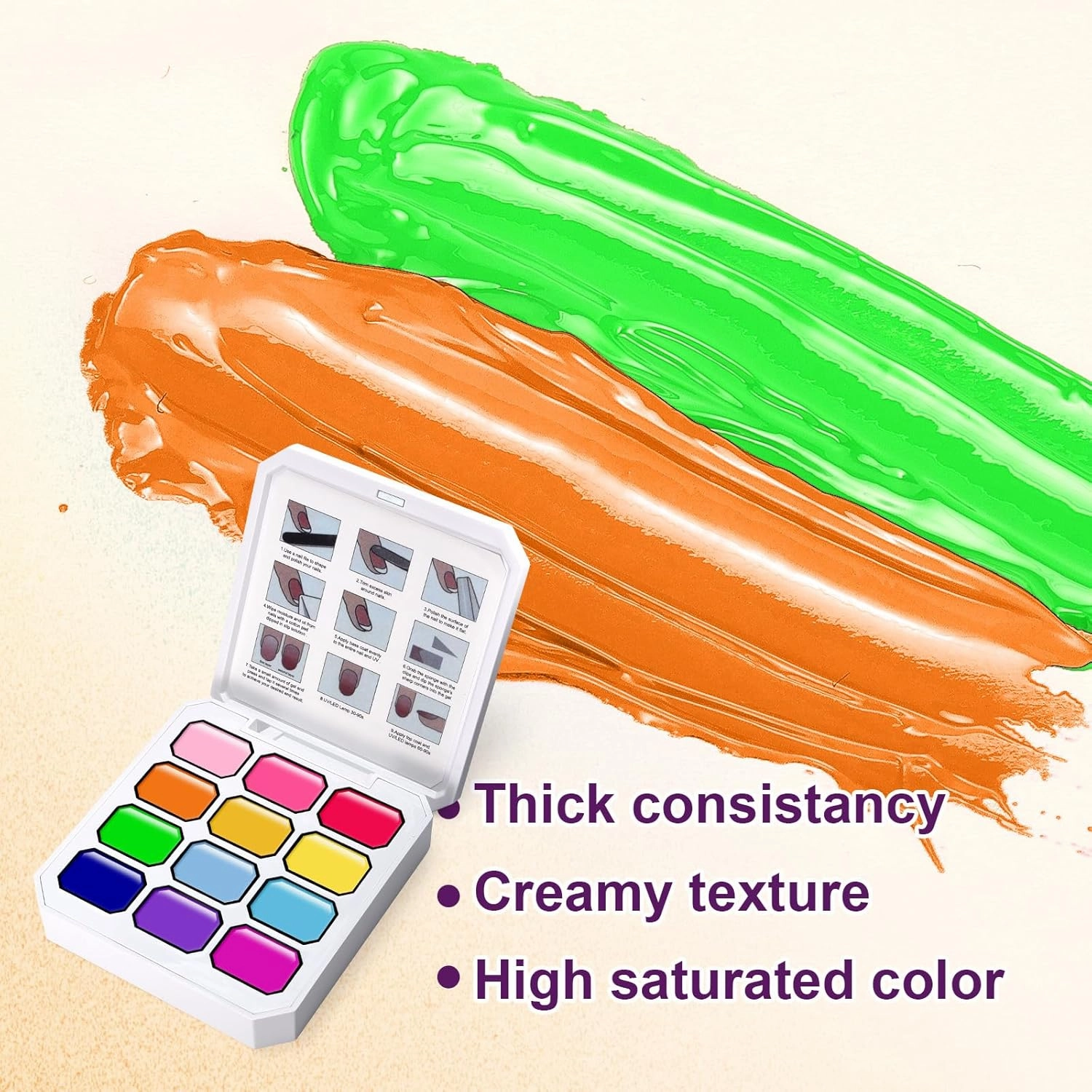 12 Colors Ombre Gel Nail Polish with 100Pcs Nail Sponges & Tweezers for DIY Ombre Nails Aura Nails, French Manicure, Long-lasting Palette Mojito Sunrise Canvas