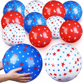 12 Pieces Fourth of July Beach Balls Patriotic Pool Floats Inflatable USA Independence Day Pool Ball for Swimming, Beach, Summer Activities, Floating Party Favors