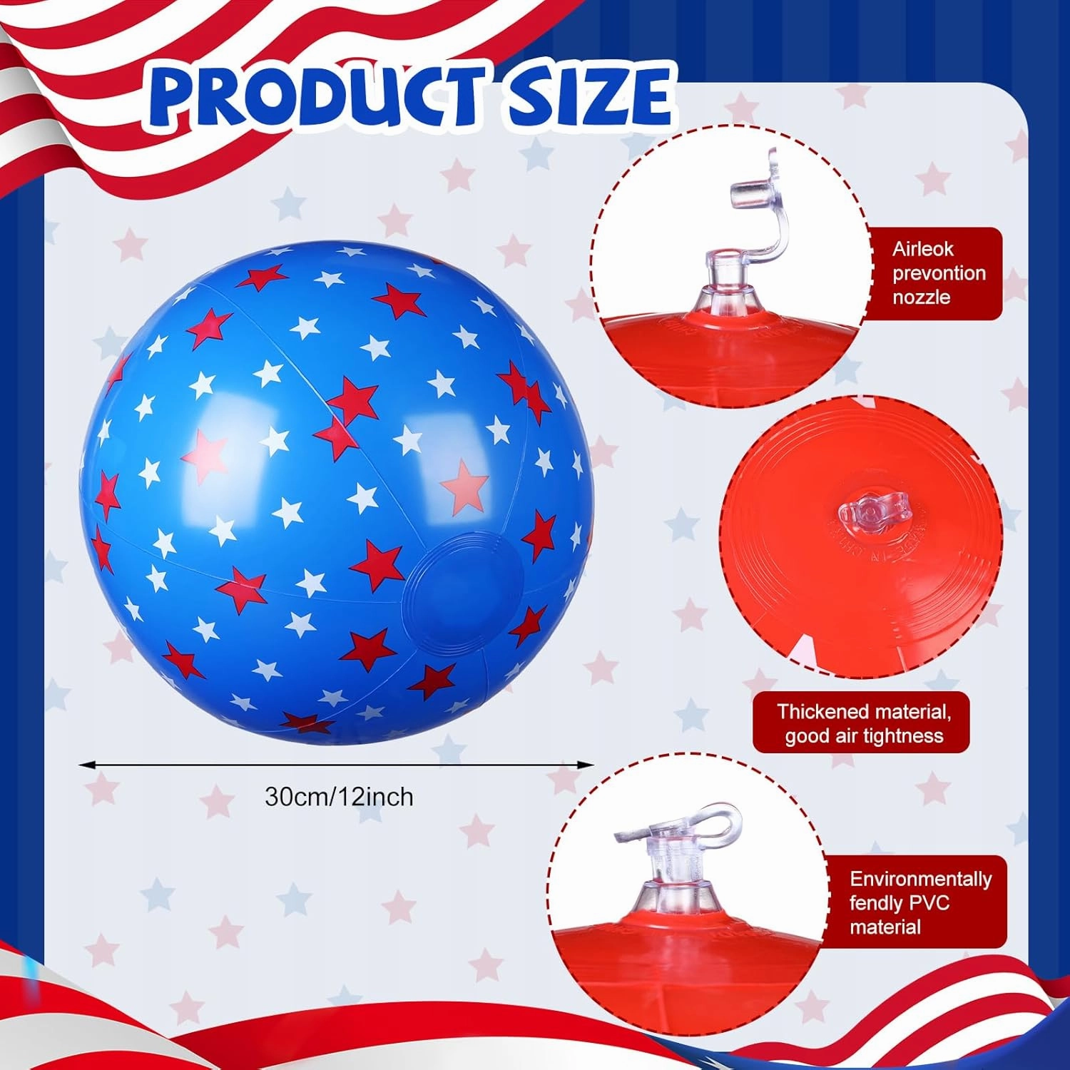 12 Pieces Fourth of July Beach Balls Patriotic Pool Floats Inflatable USA Independence Day Pool Ball for Swimming, Beach, Summer Activities, Floating Party Favors