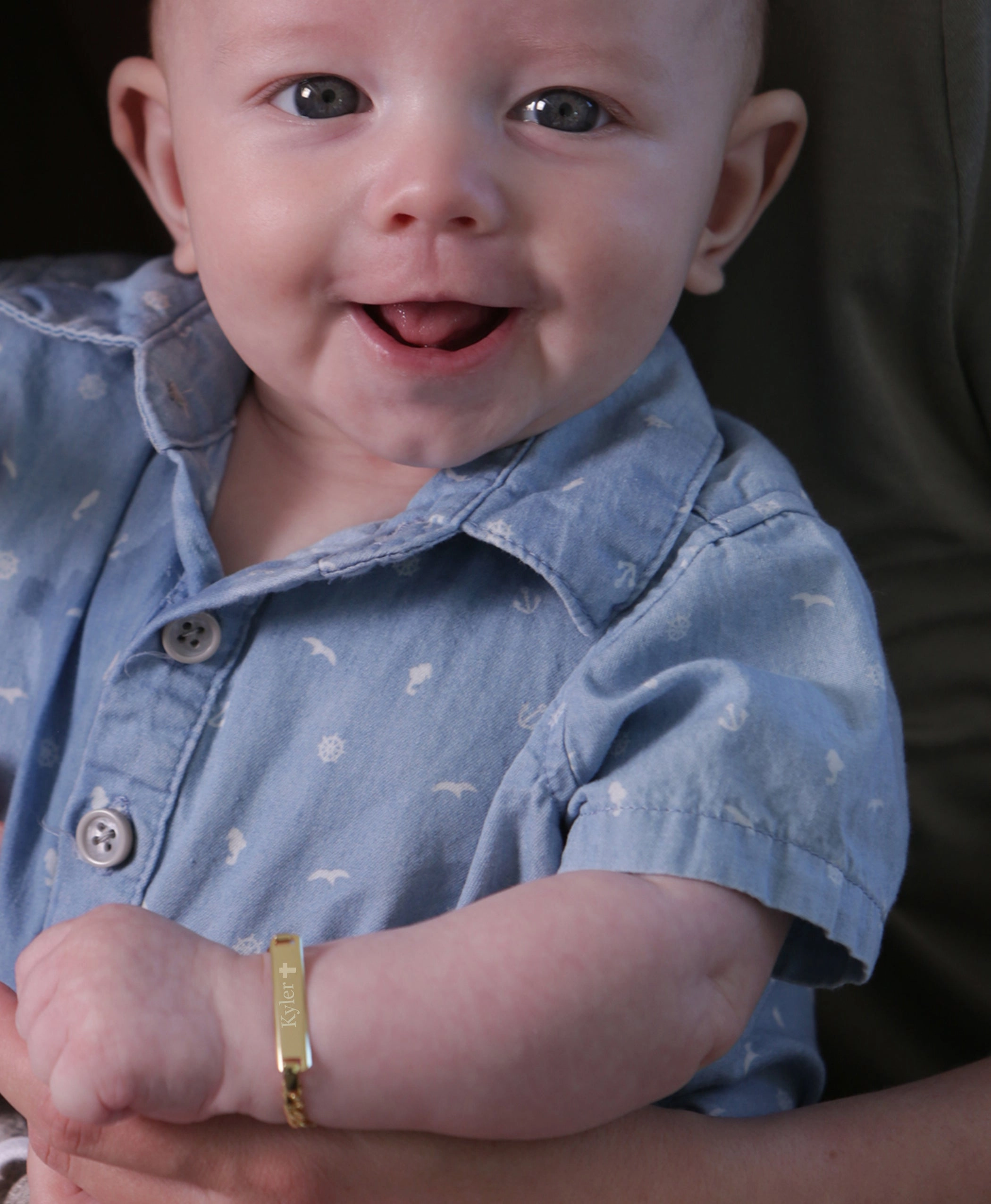 14K Gold-Plated or Sterling Silver I.D. Bracelet for Babies and Kids with FREE Engraving-Cross