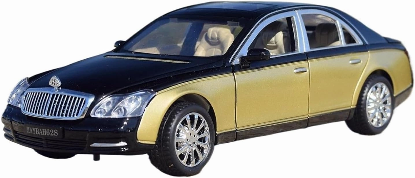 1 24 for Maybach 62S Alloy Car Model Imulation Diecasts Metal Luxy Vehicles Model Collection Toy Gift Simulation Vehicle Playset(Black Gold)