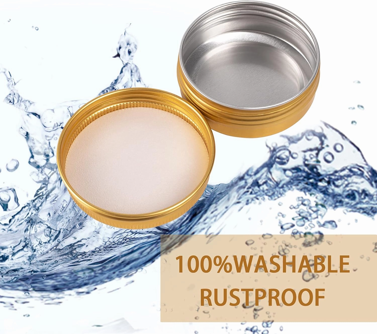 1 oz / 30ml Screw Top Aluminum Tin Jar with Screw Lid and Blank Labels (Gold - Pack of 32)