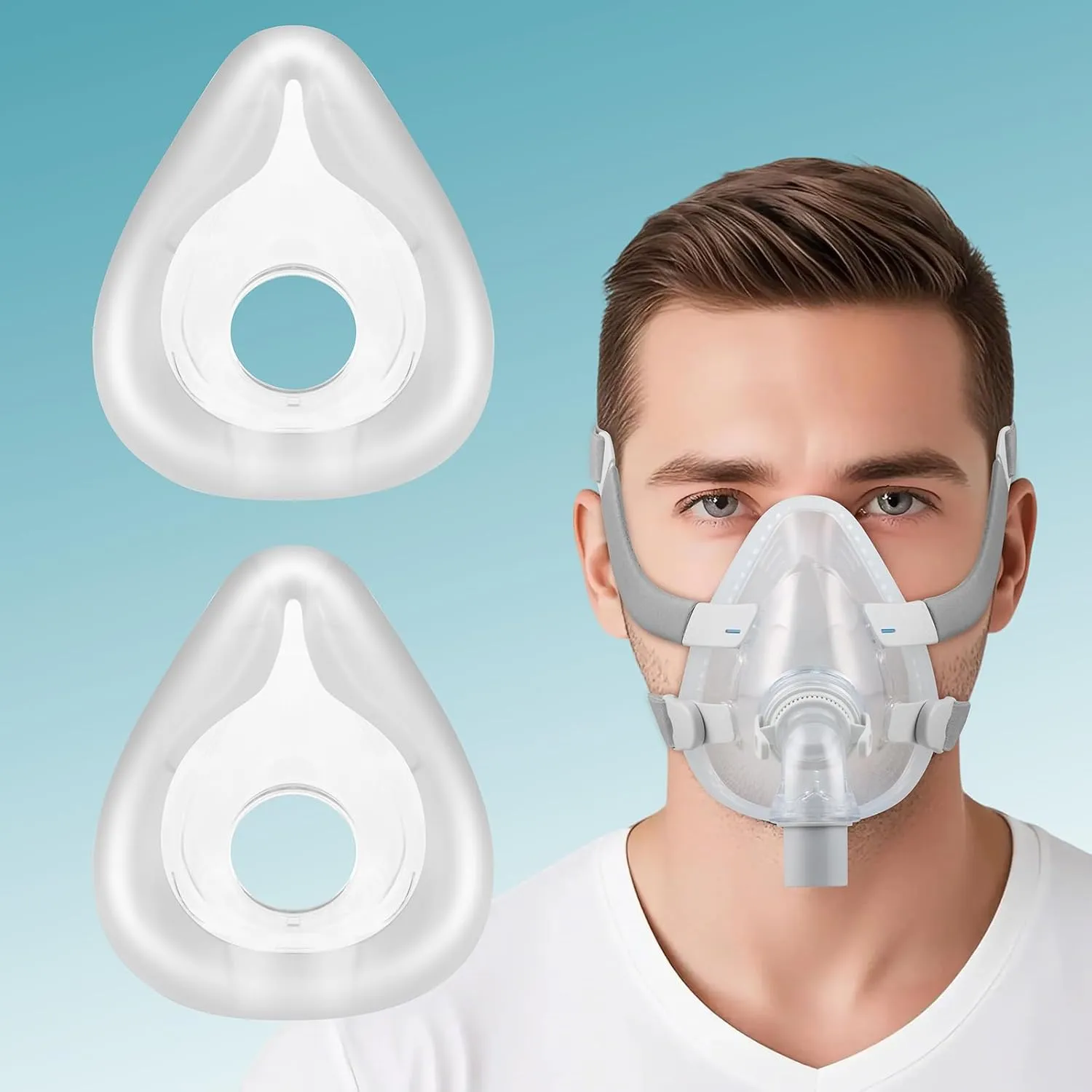 2 Pack AirFlt F20 Replacement Cushion, Compatible with F20 Original Full Face Mask, Perfect Fit Nose and Mouth, Prevent Sleep Apnea Mask Supplies (Large)