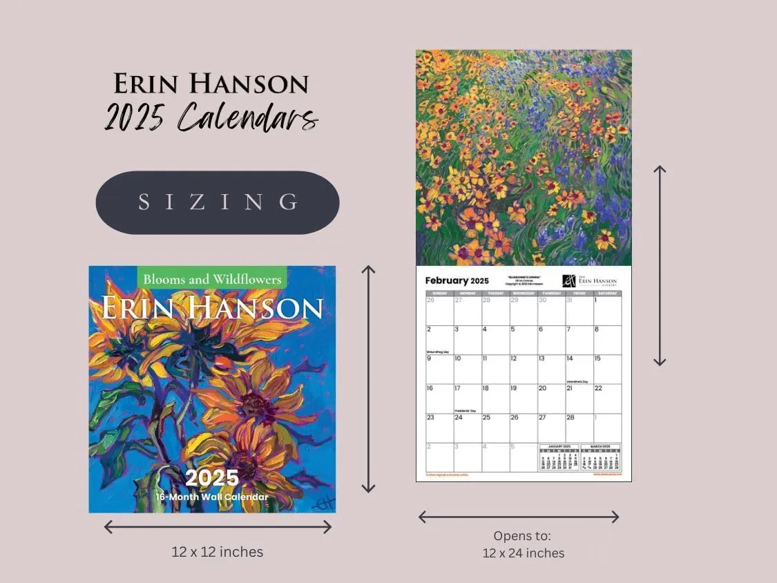 2025 Erin Hanson Calendar Color Wheel Landscapes Fine Art | Large Wall Calendar with Vibrant Impressionism Color Wheel Paintings | Monthly Calendar for Office 12 x 24” Thick Paper | Art by Erin Hanson