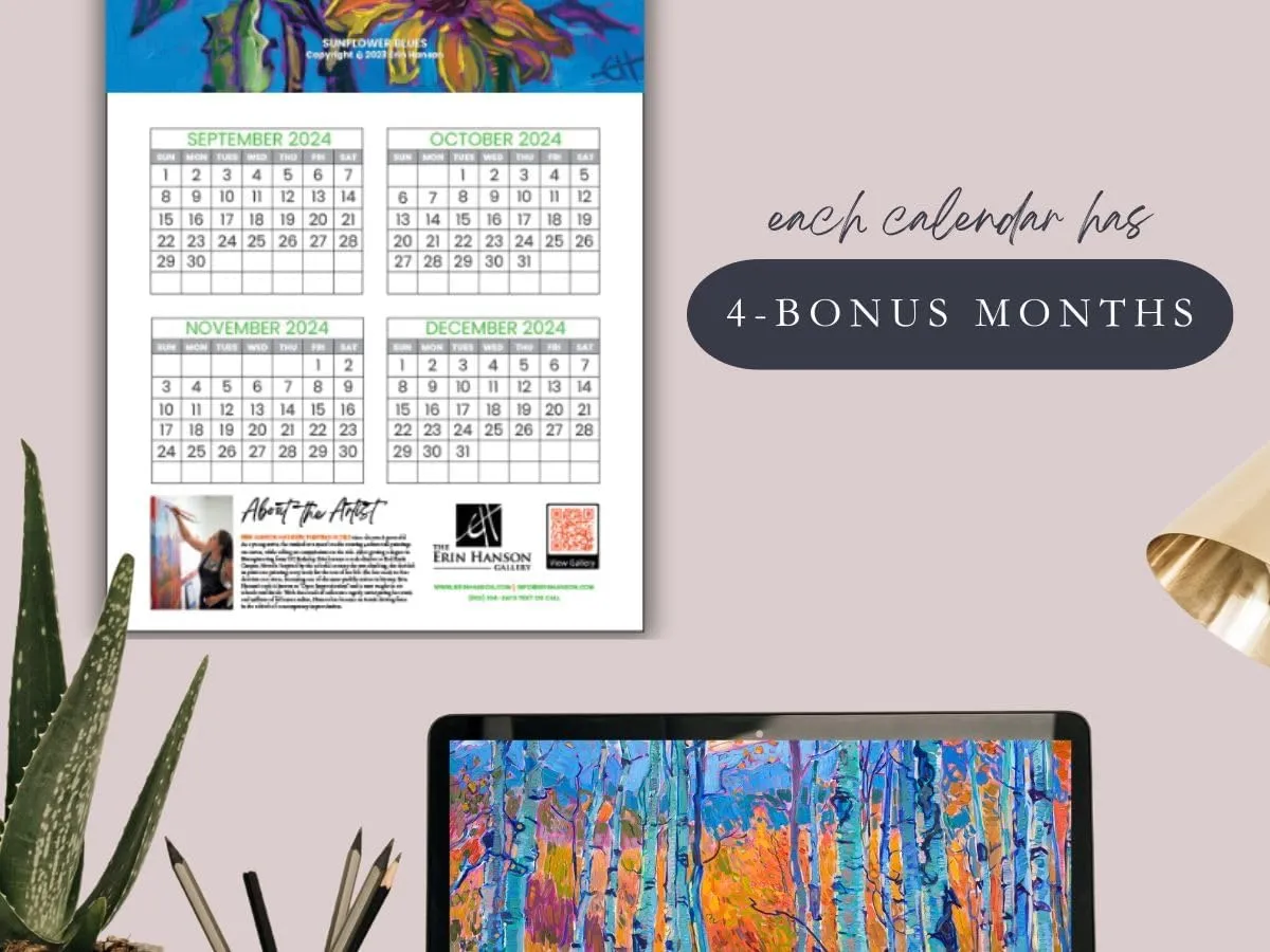 2025 Erin Hanson Calendar Color Wheel Landscapes Fine Art | Large Wall Calendar with Vibrant Impressionism Color Wheel Paintings | Monthly Calendar for Office 12 x 24” Thick Paper | Art by Erin Hanson