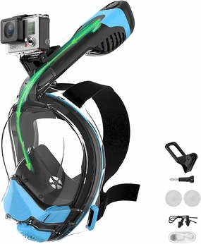 2025 Electric Full Face Snorkel Mask Adult, Snorkeling Gear for Adults with 180 Panoramic View and Latest Dry Top System, Patented Airflow System with Fan Assistance, Anti‑Leak & Anti‑Fog