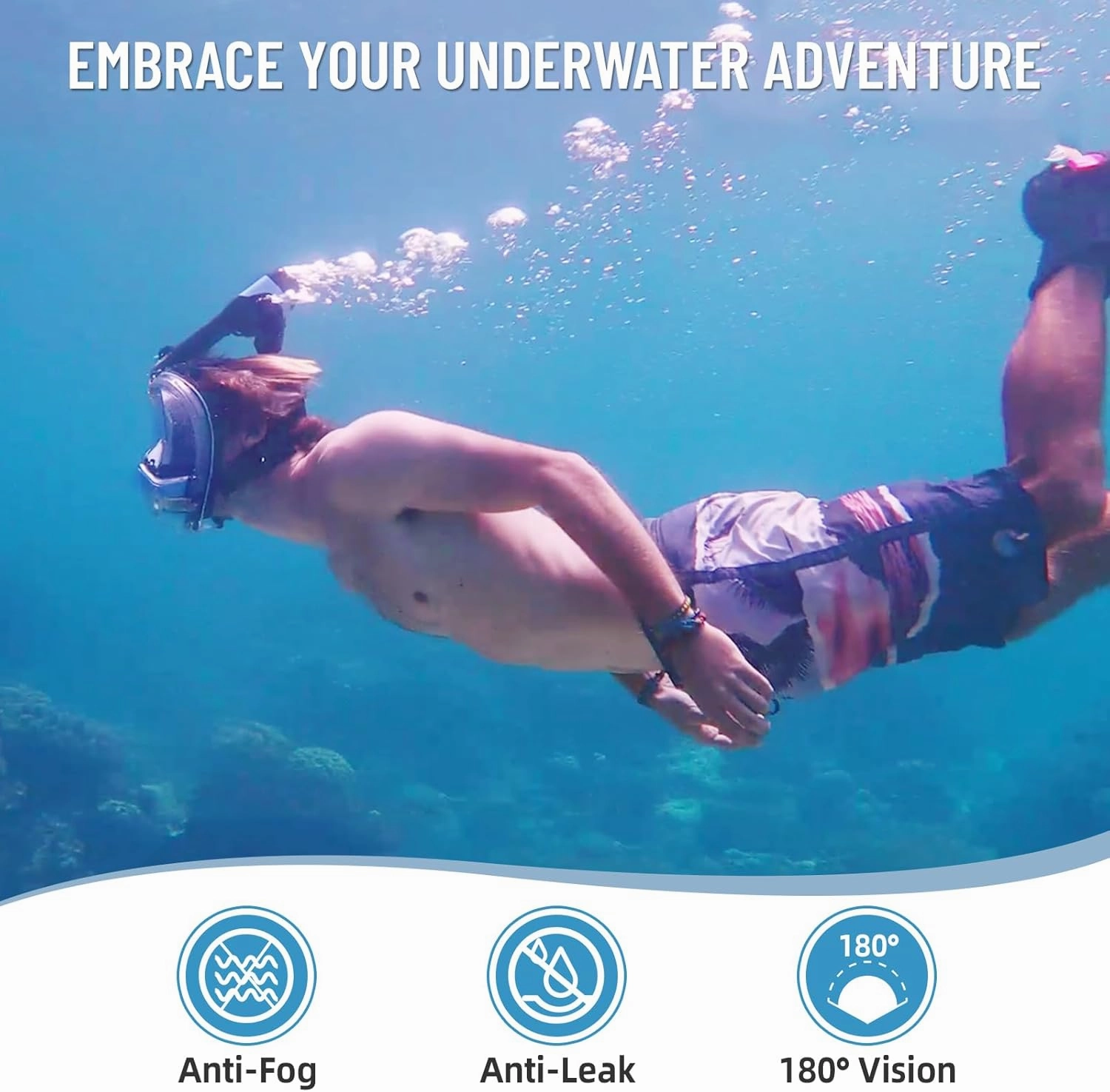 2025 Electric Full Face Snorkel Mask Adult, Snorkeling Gear for Adults with 180 Panoramic View and Latest Dry Top System, Patented Airflow System with Fan Assistance, Anti‑Leak & Anti‑Fog