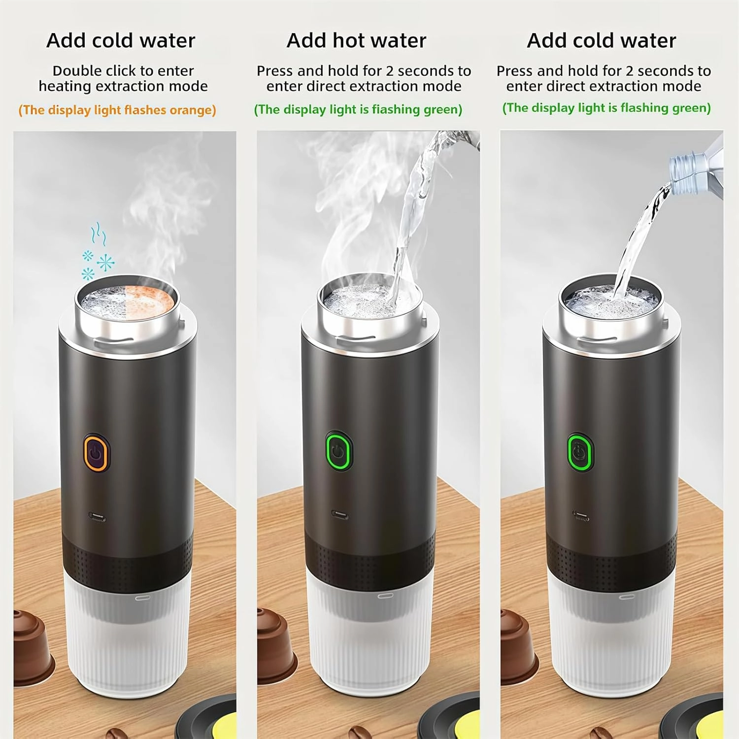 2025 New V2.0, Espresso Machine, Coffee Maker, Portable Coffee Machine, 3-in-1 Wireless Electric Portable Coffee Maker Machine for Travel Camping (Silver)