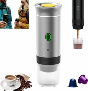 2025 New V2.0, Espresso Machine, Coffee Maker, Portable Coffee Machine, 3-in-1 Wireless Electric Portable Coffee Maker Machine for Travel Camping (Silver)