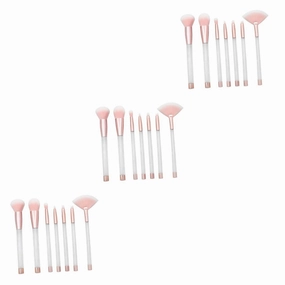 21pcs Crystal Handle Makeup Brush Set Transparent Cosmetic Tools with Empty Tubes for Sand Filling Rose Gold Tube Base Fibers for Daily