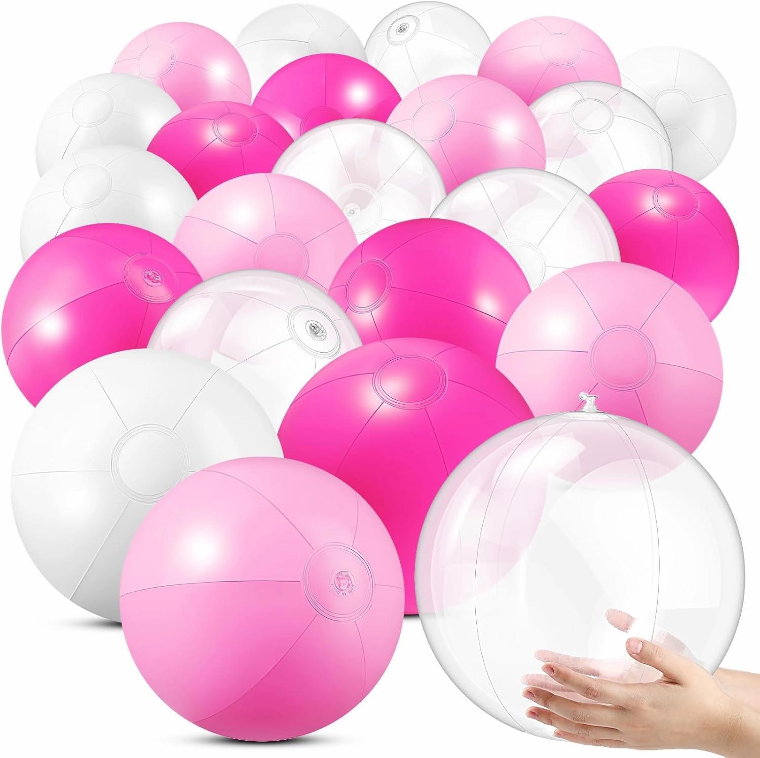24 Pcs Inflatable Beach Balls Bulk 20 Inch Pastel Color Jumbo Big Beach Balls for Swimming Pool Summer Wedding Water Games Party Favor