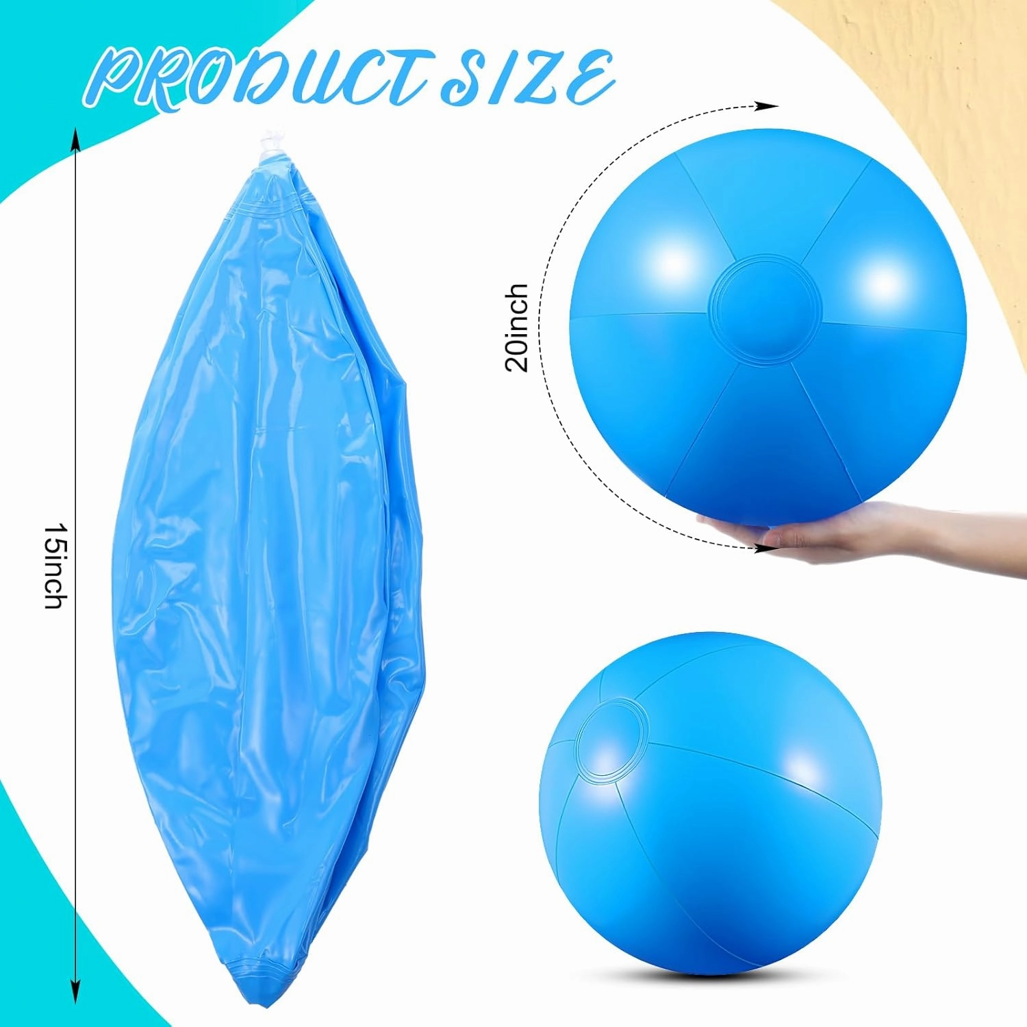 24 Pcs Inflatable Beach Balls Bulk 20 Inch Pastel Color Jumbo Big Beach Balls for Swimming Pool Summer Wedding Water Games Party Favor