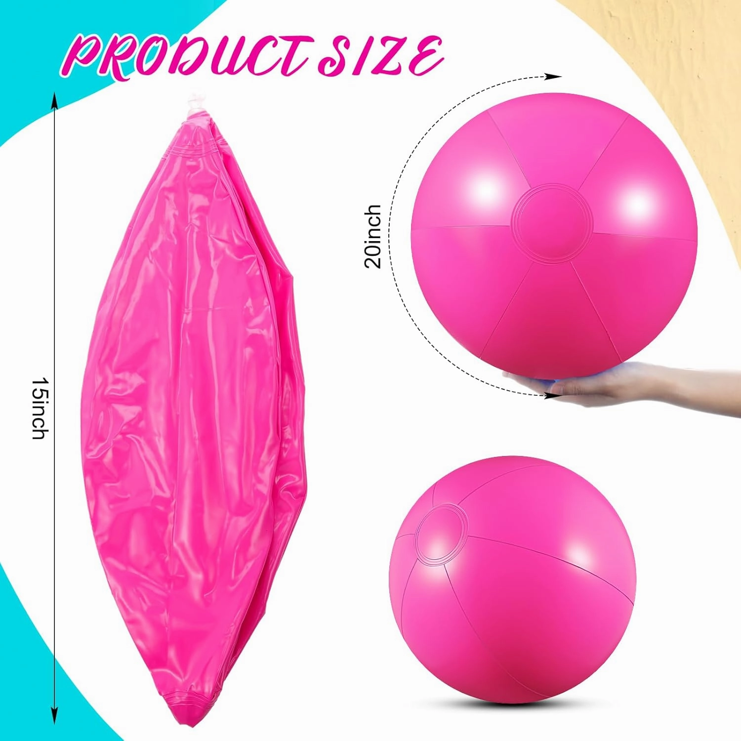 24 Pcs Inflatable Beach Balls Bulk 20 Inch Pastel Color Jumbo Big Beach Balls for Swimming Pool Summer Wedding Water Games Party Favor