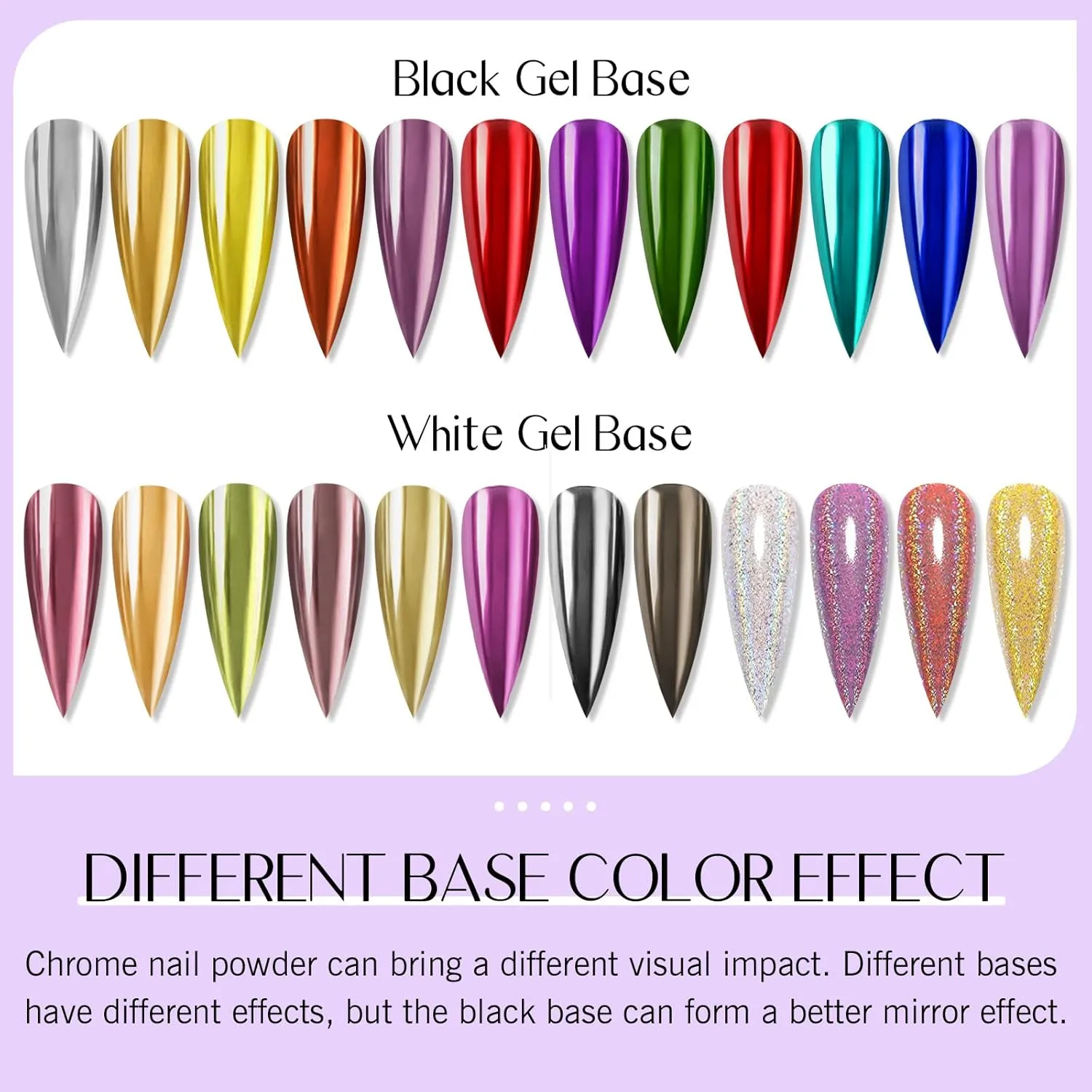 24Pcs Saviland Chrome Nail Powder Set - Metallic Mirror Effect Holographic Nail Powder Silver Red Green Gold Nail Chrome Powder for Nails Art Decoration