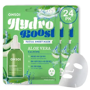 24PK ONSOI Hydro Boost Nourishing Face Masks Skincare Korean Skin Care Facial Sheet Mask (24, 24PK Aloe Vera)