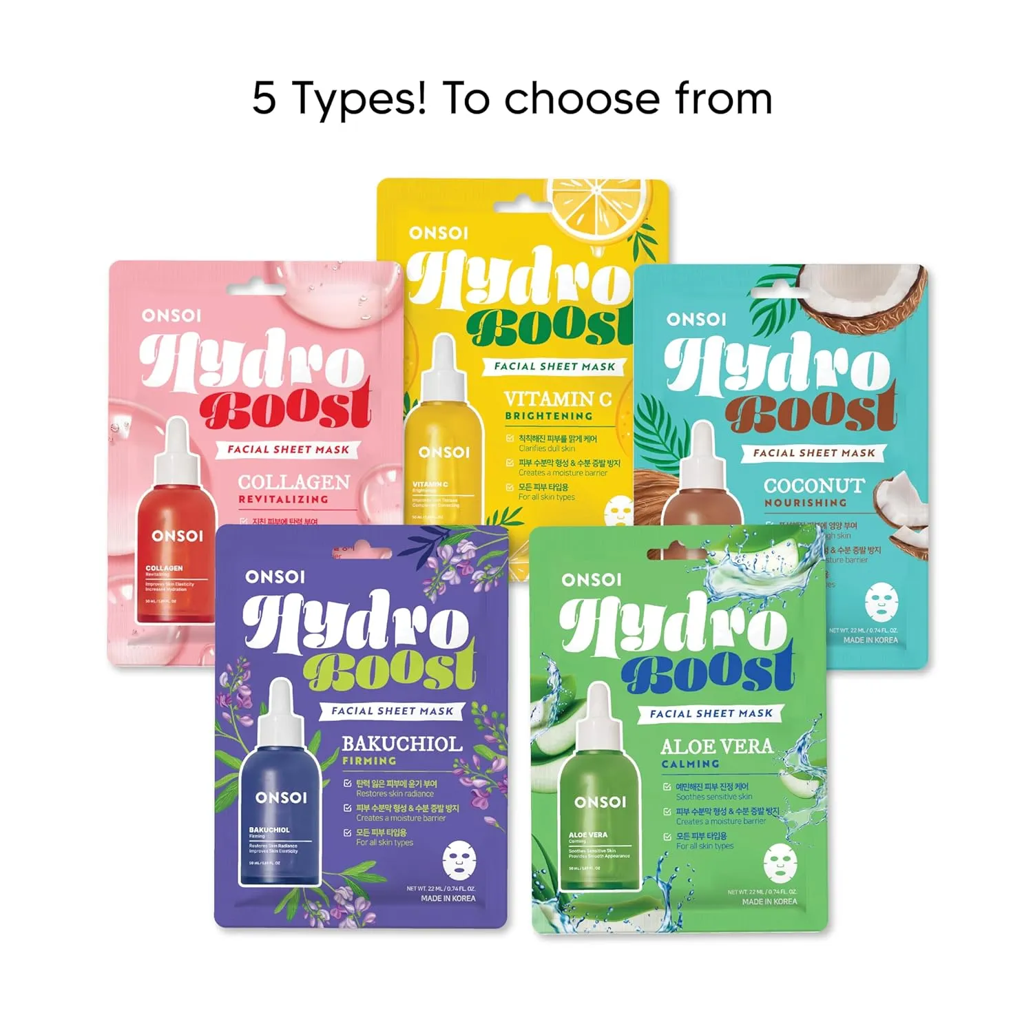 24PK ONSOI Hydro Boost Nourishing Face Masks Skincare Korean Skin Care Facial Sheet Mask (24, 24PK Aloe Vera)