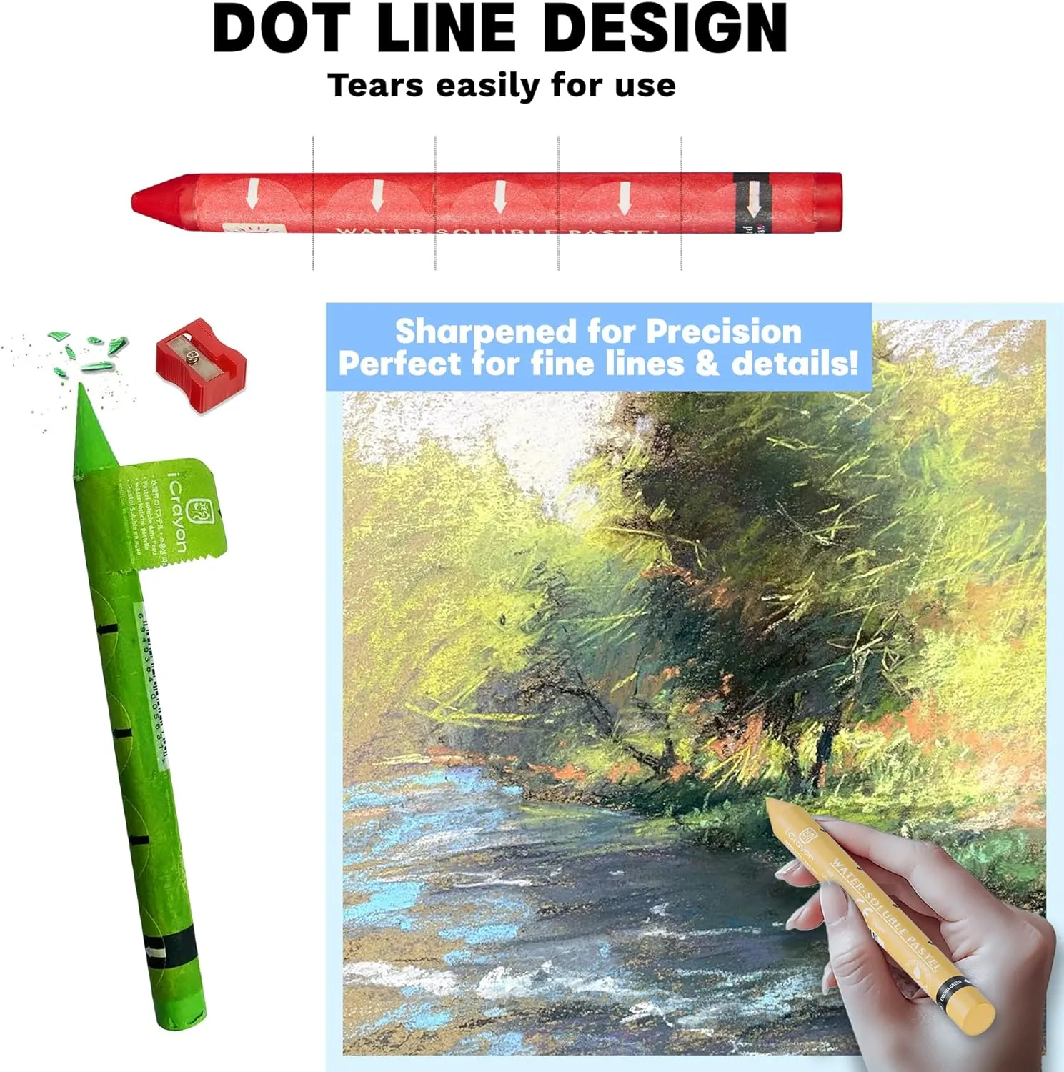 25 Colors Water Soluble Pastels, Watercolor Pastels Set for Beginners and Hobbyists, Includes Sharpener, Palette & Brush for Vibrant Art Creations (Europe)