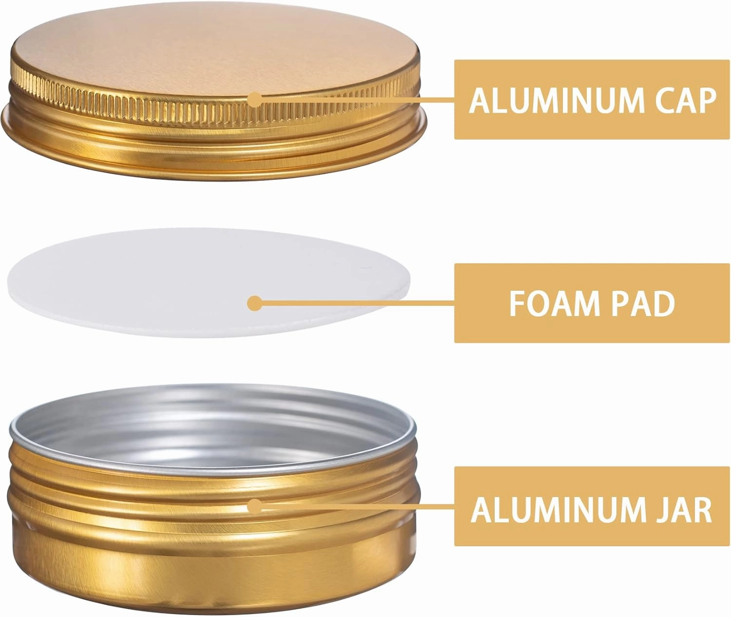 2 oz / 60ml Screw Top Aluminum Tin Jar with Screw Lid and Blank Labels - Pack of 23 (Gold)