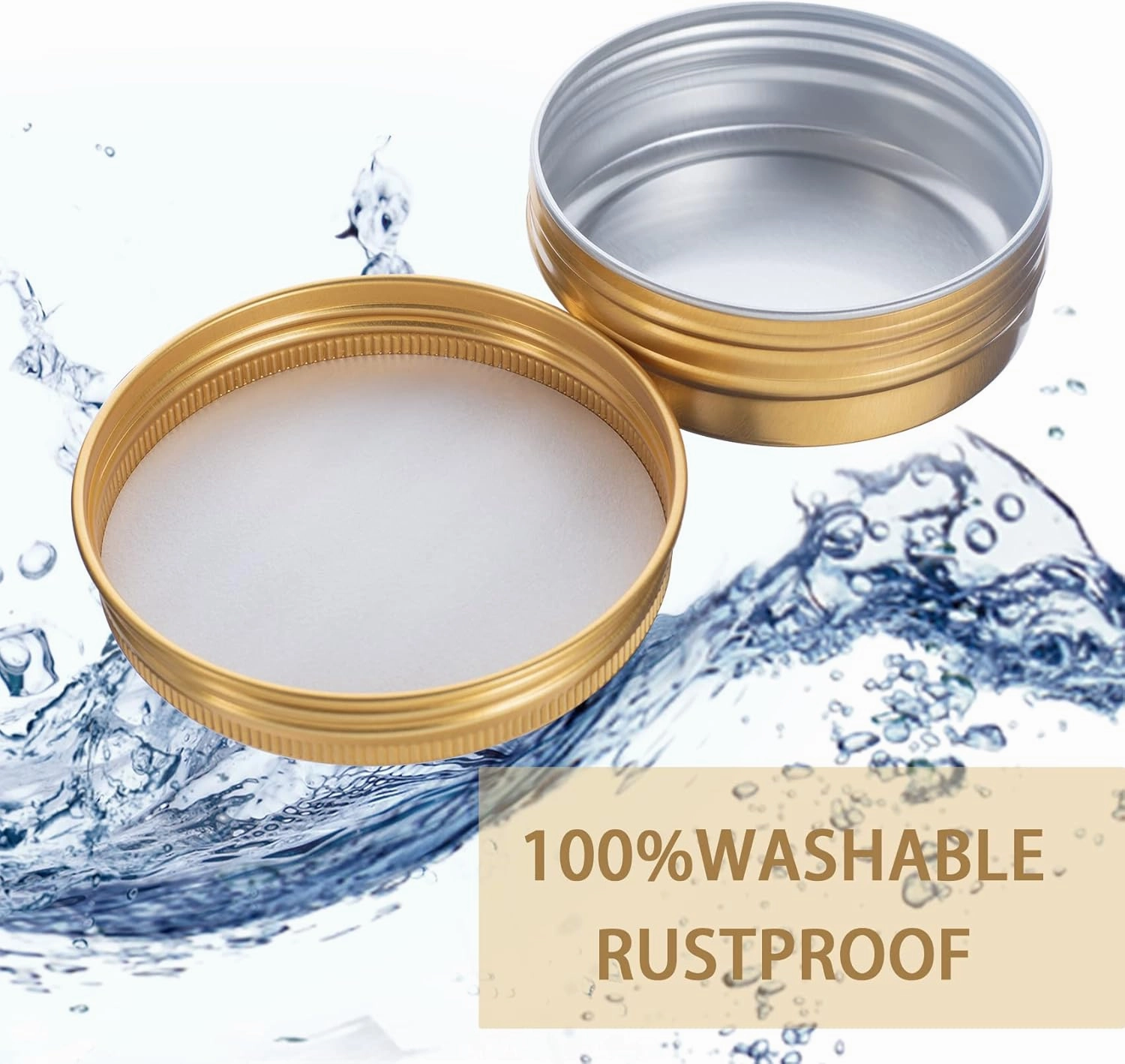 2 oz / 60ml Screw Top Aluminum Tin Jar with Screw Lid and Blank Labels - Pack of 23 (Gold)