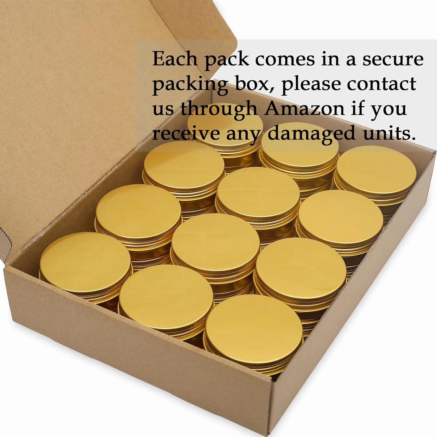 2 oz / 60ml Screw Top Aluminum Tin Jar with Screw Lid and Blank Labels - Pack of 23 (Gold)