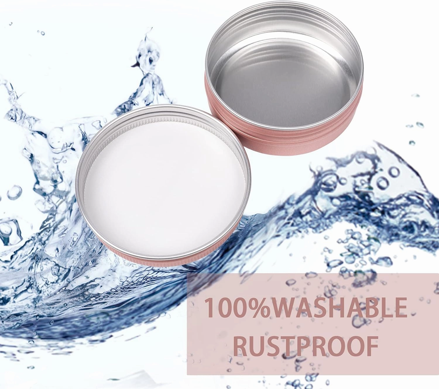 2 oz / 60ml Screw Top Aluminum Tin Jar with Screw Lid and Blank Labels - Pack of 23 (Rose Gold)