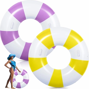 2 Pcs Large Pool Floats Swim Ring with Handles 47.24 Inch Inflatable Swimming Pool Tubes Adult Size for Summer Lounger Beach Party