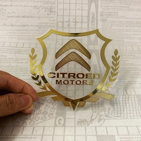 2pcs Car Emblem Sticker for Citroen C-Quatre C3-XR C4L C5 C2 Elysee, Badge Stickers, Badge Decal Car Sticker, Car Letter Emblems Decal, Decoration Sticker Replacement Accessories,A Gold