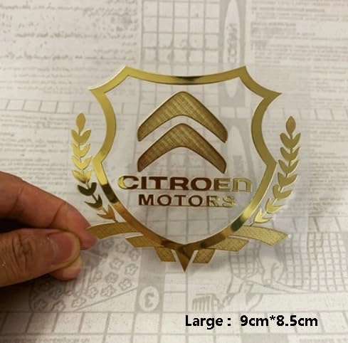 2pcs Car Emblem Sticker for Citroen C-Quatre C3-XR C4L C5 C2 Elysee, Badge Stickers, Badge Decal Car Sticker, Car Letter Emblems Decal, Decoration Sticker Replacement Accessories,A Gold