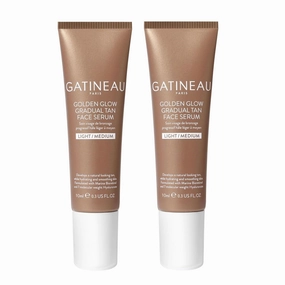2PCS Golden Glow Gradual Tan Face Serum (Light/Medium 10ml) - Daily Facial Moisturiser with Self Tan, Natural & Streak Free, Radiant Dewy Complexion