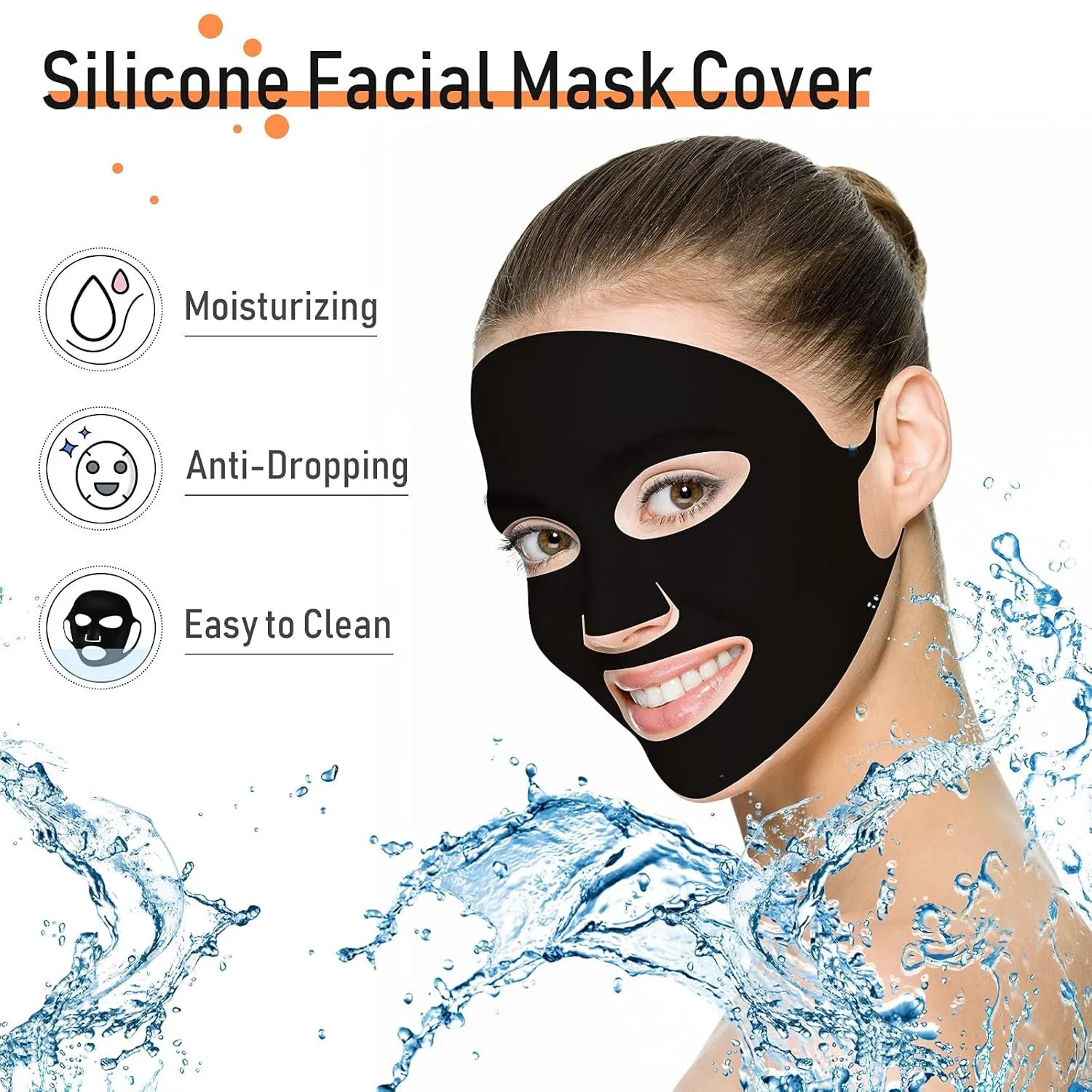 32 Pcs Facial Chest Neck Silicone Pad Reusable Face Forehead Patches Facial Sleeping Mask Cover for Smoothing Chest Neck Forehead Eye Mouth (Black,White)