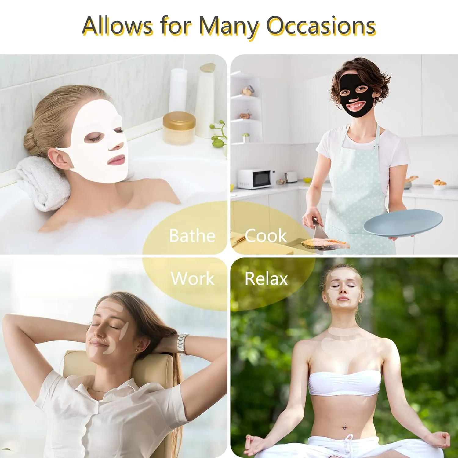 32 Pcs Facial Chest Neck Silicone Pad Reusable Face Forehead Patches Facial Sleeping Mask Cover for Smoothing Chest Neck Forehead Eye Mouth (Black,White)