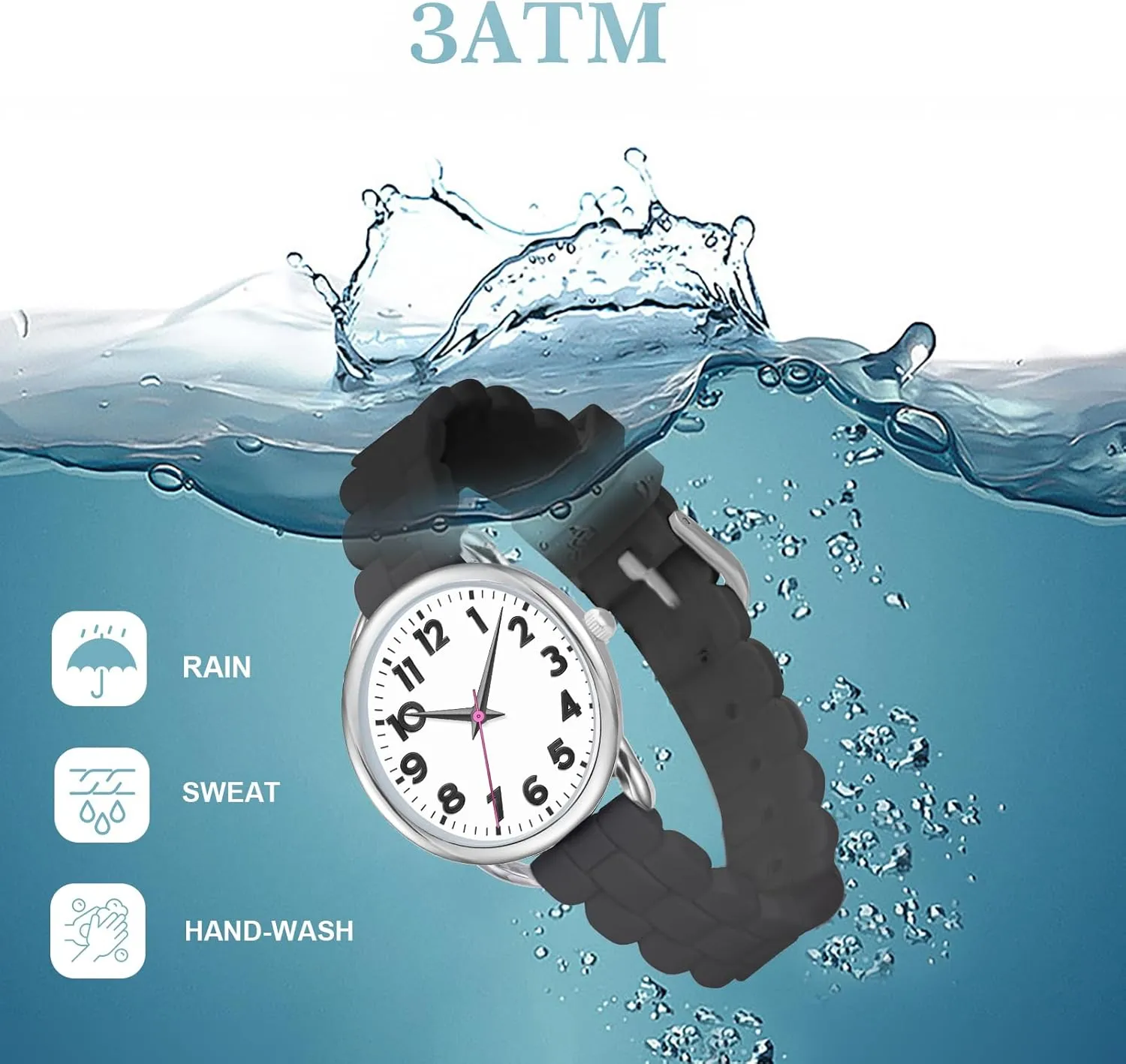 35MM Women's Watch Big Face Easy Reader Water Proof
