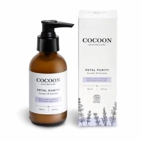 3.3 fl oz Petal Purity Exfoliating Cleanser, Ecocert Cosmos Natural | Gentle Exfoliating Face Cleanser For Dry/Normal Skin, Purify, Coconut Oil, Almond Oil, Lavender, Geranium