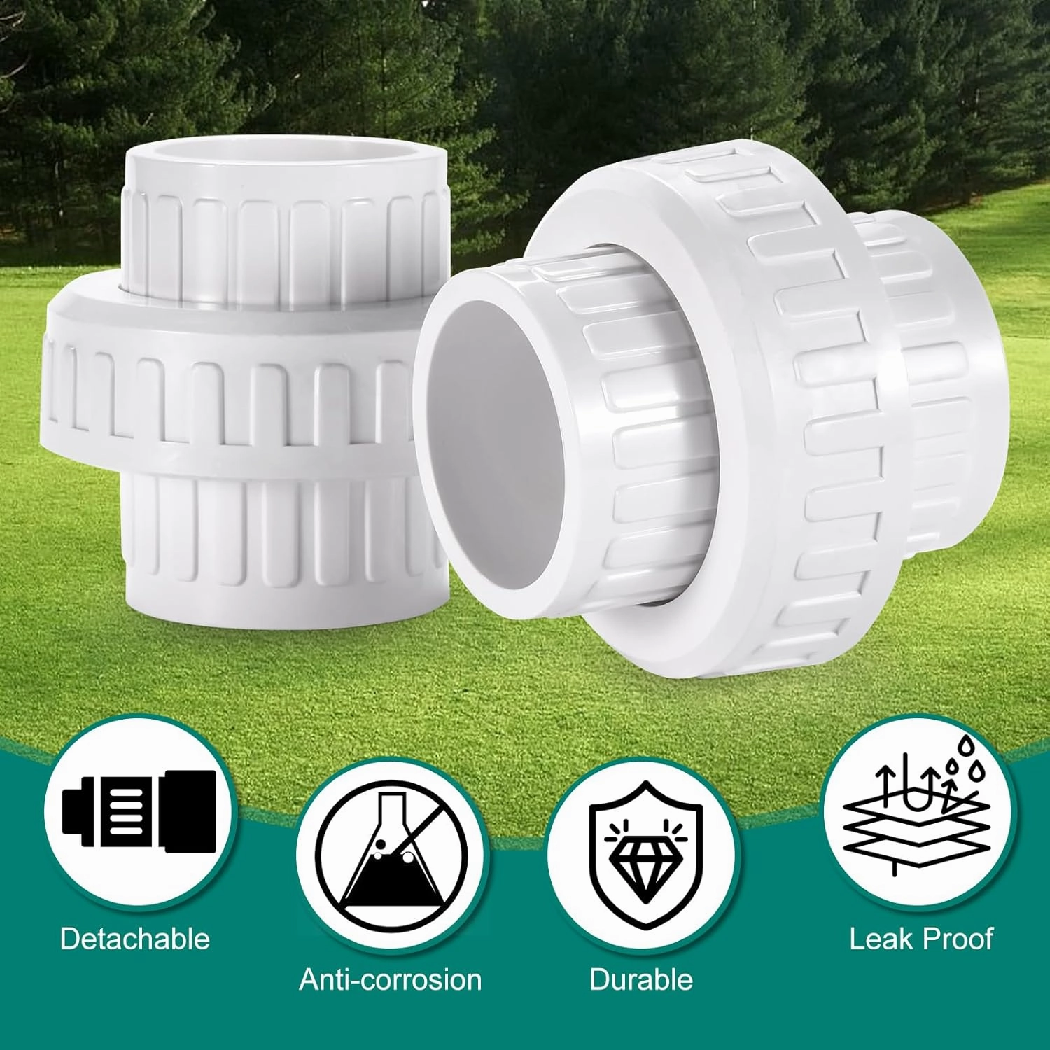 3" PVC Union Coupling Pipe Fitting, Slip Union Schedule 40, Adapter(Socket x Socket), Built-in EPDM O-Ring, White (1 Pack)